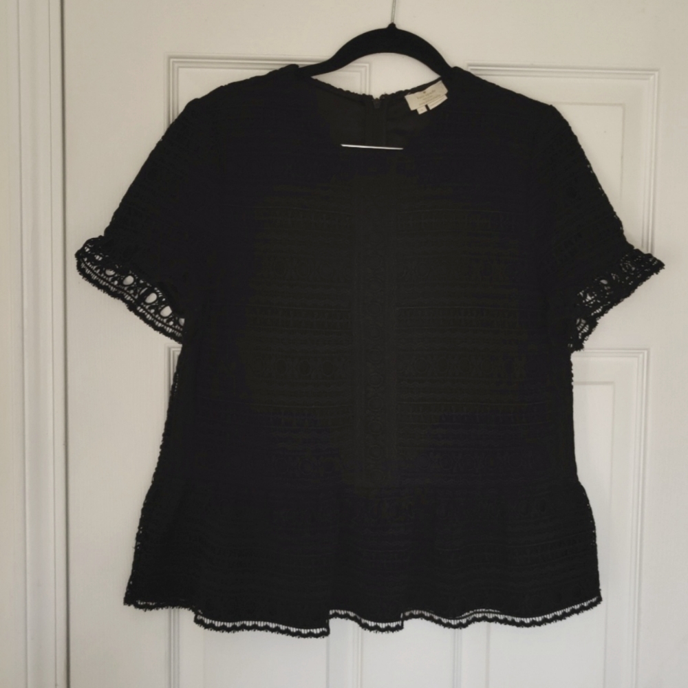 Kate Spade Black lace Peplum top. Size S